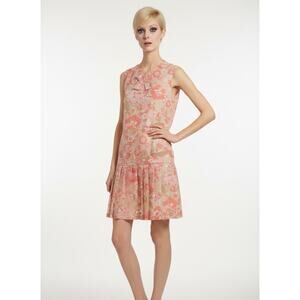 Vintage Late 60s Floral Drop‑Waist Dress
